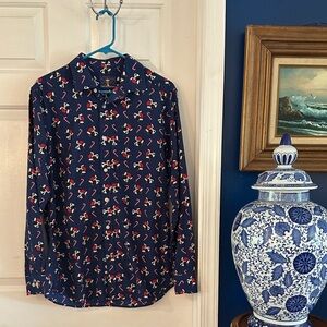 Men's Simon Banks Holiday Dogs Long Sleeve Collar Shirt Button Down Size M 15.5